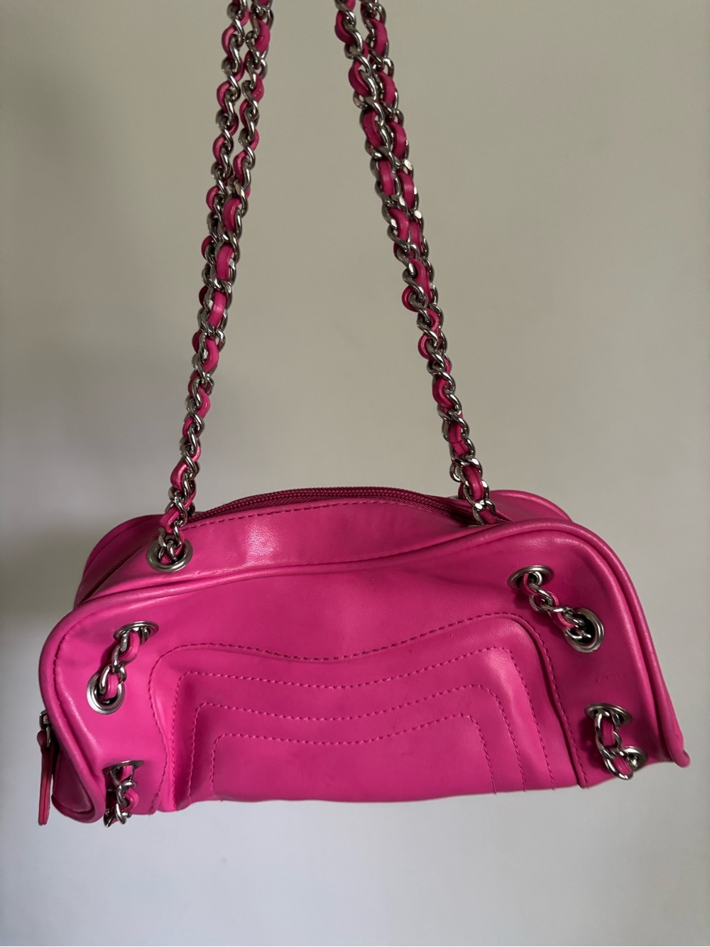 Y2K Hot Pink Chain Strap Shoulder Bag